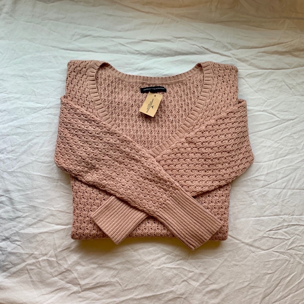 American Eagle Outfitters Mauve V-Neck Sweater
